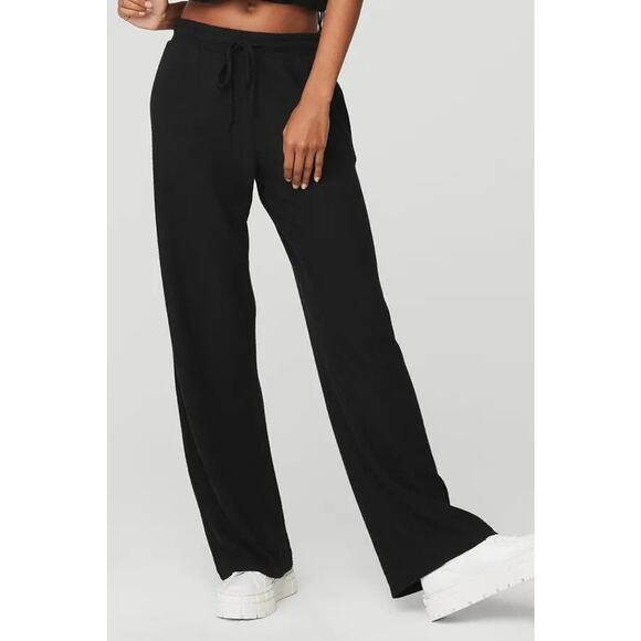Alo Yoga Alolux High-Waist Soho Wide Leg Pant - XS Black - Picture 1 of 3
